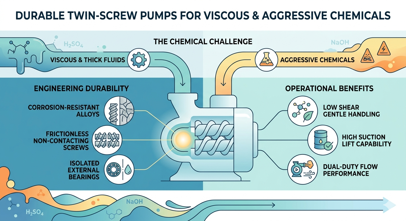 Durable Twin-Screw Pumps for Handling Viscous and Chemically Aggressive Fluids