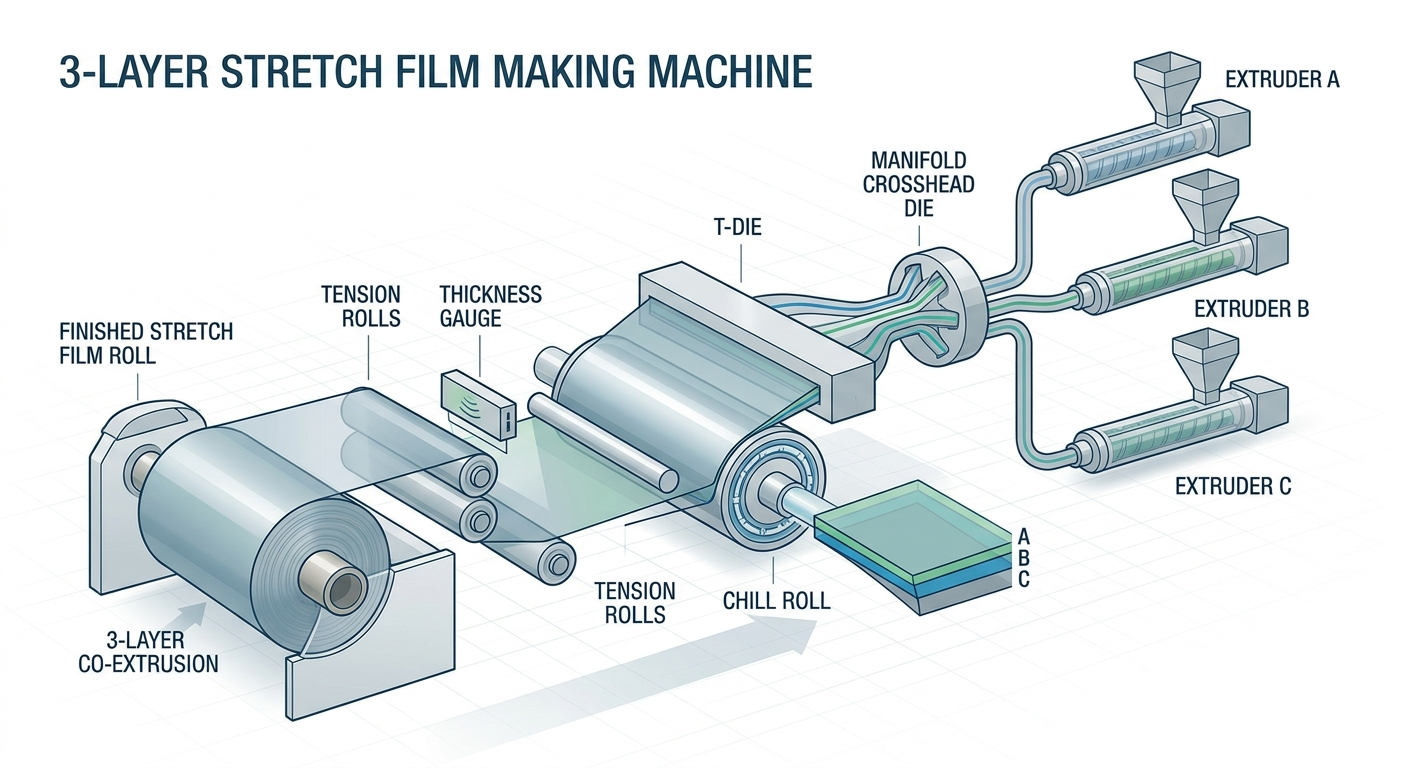 Multi-Layer Co-Extrusion Equipment of Stretch Film Making Machine