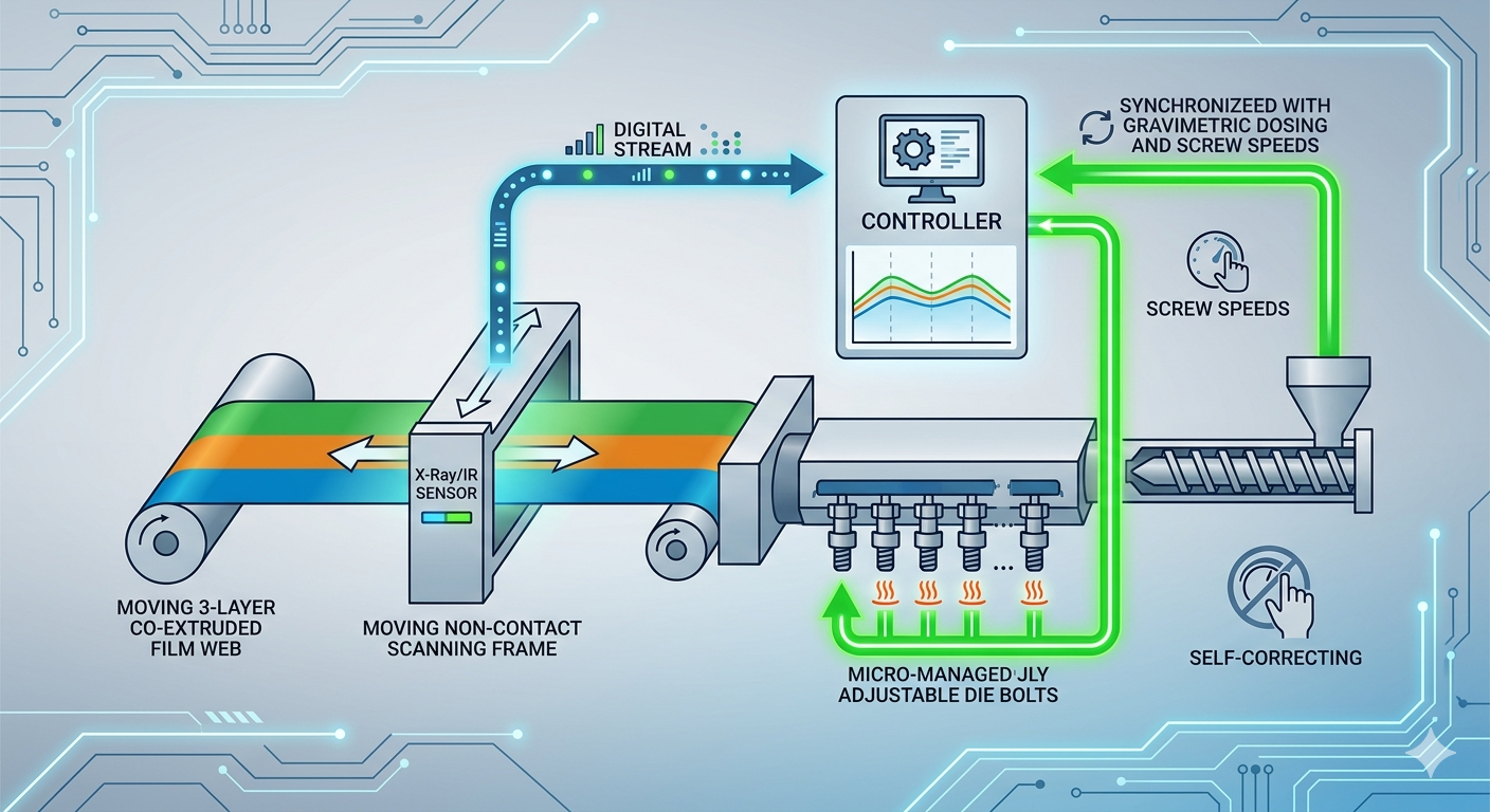 Online Thickness Measurement System for 3-Layer Stretch Film Making Machine
