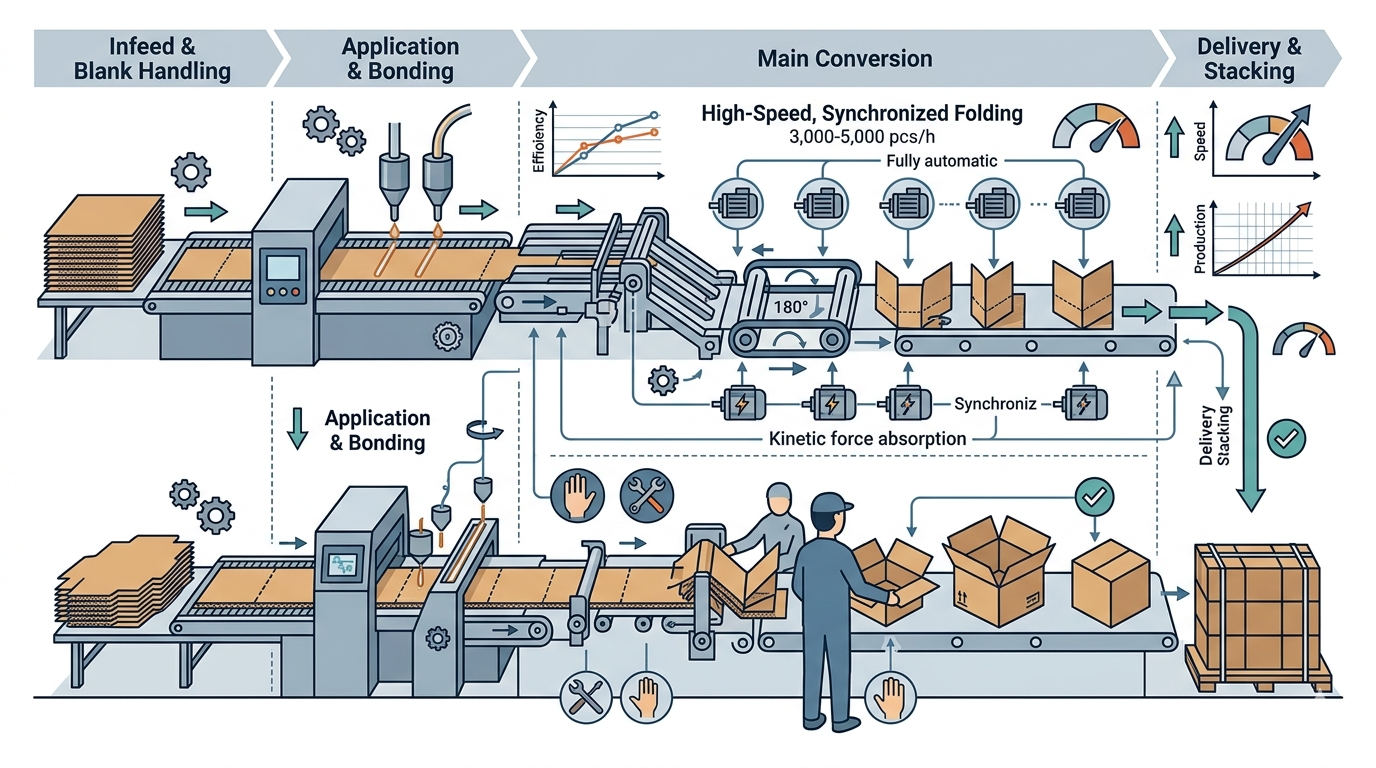 Production Speed of Corrugated Folder Gluer 