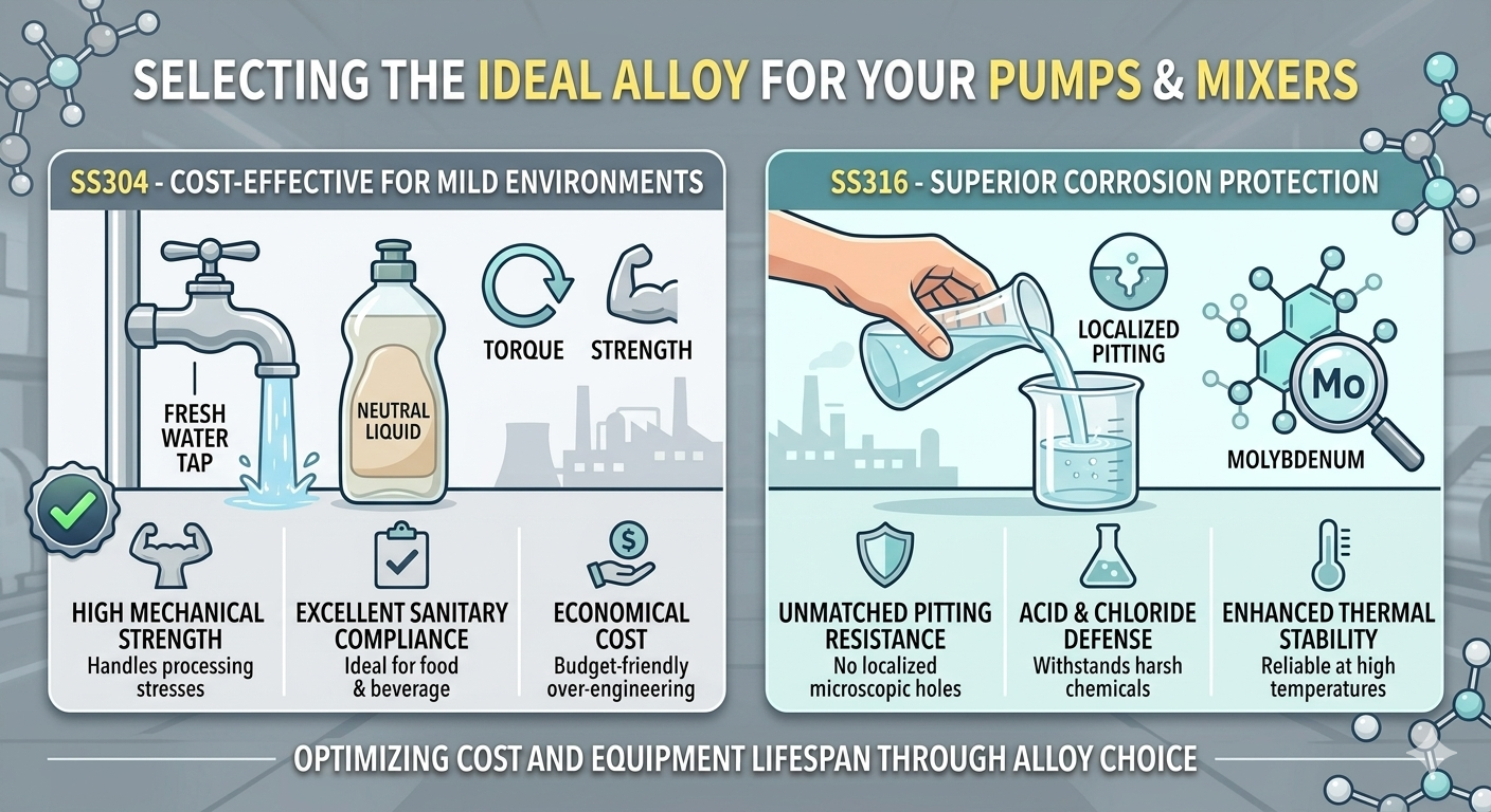 The Ultimate Comparison: SS304 vs. SS316 in Fluid Handling and Mixing Equipment