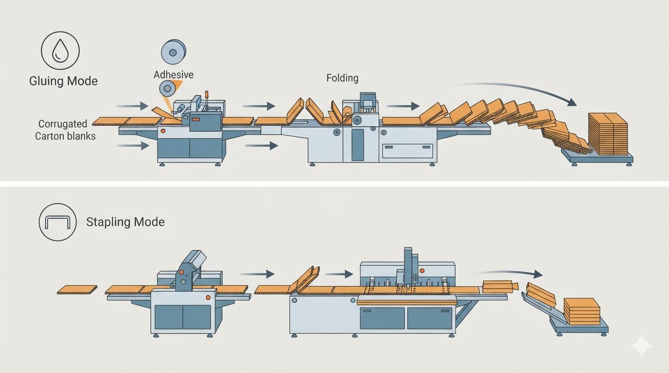 Fully Automatic High-Speed Folder Gluer-Stitcher Machine: Dual Mode Production Speeds