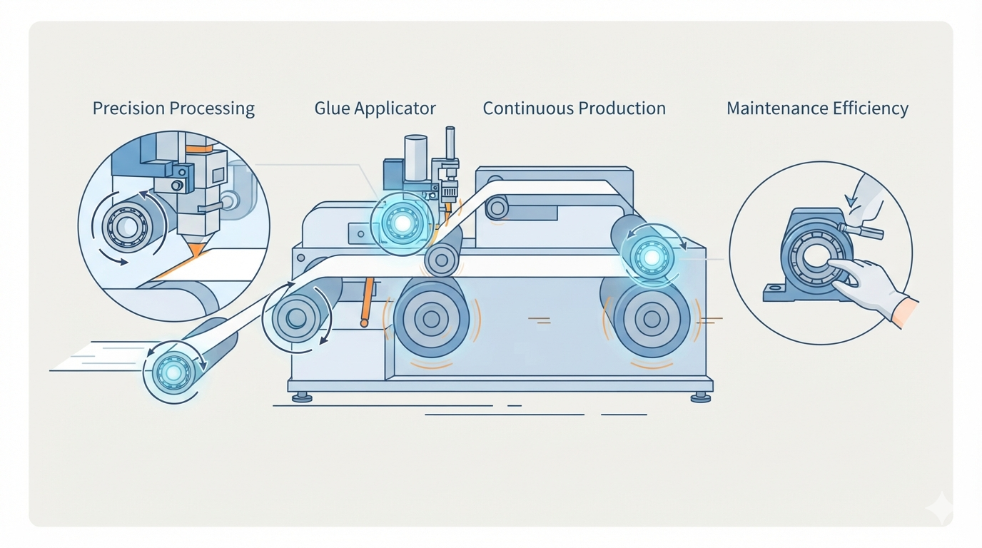 How High-Precision Bearings Improve the Performance of Automatic Glue Scraping and Release Paper Pasting Machine
