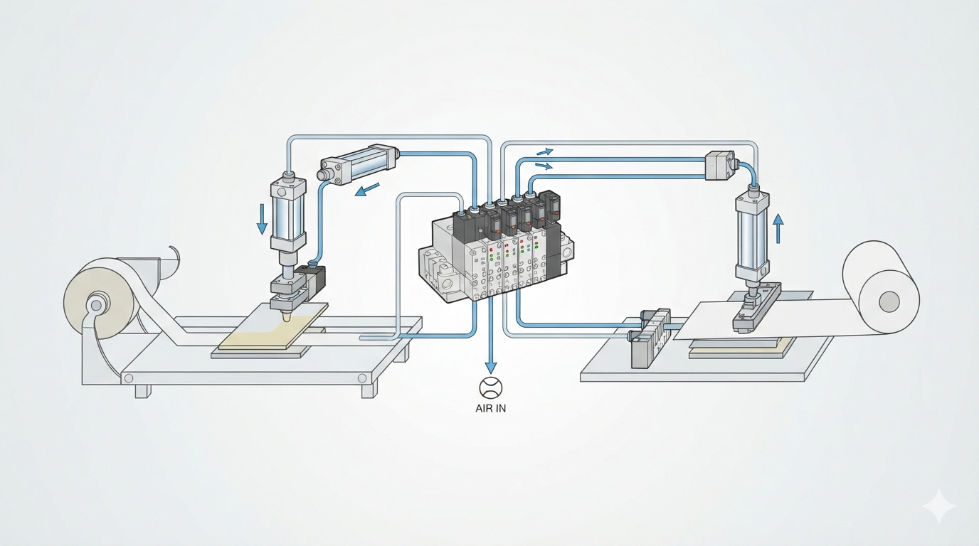 Automatic Glue Scraping and Release Paper Pasting Machine with SMC Solenoid Valve for Enhanced Pneumatic Performance
