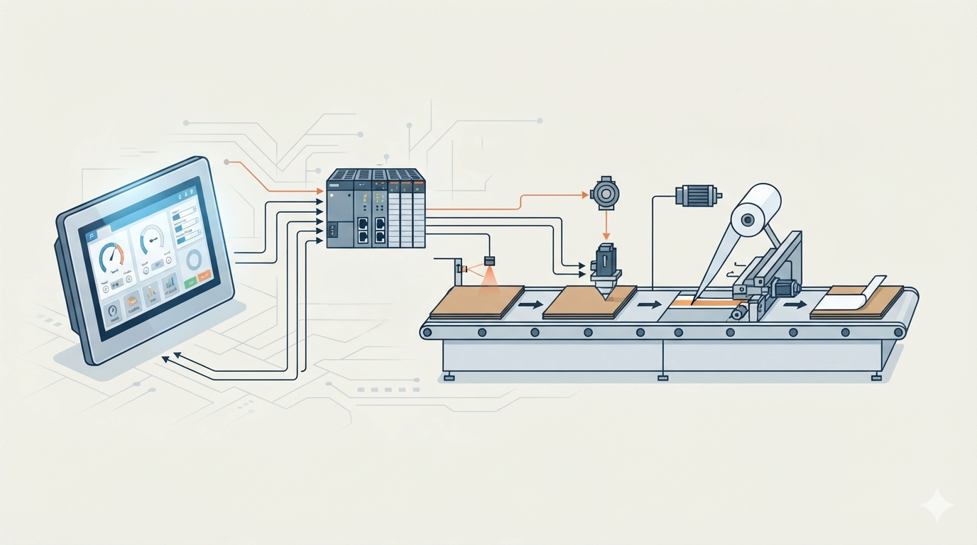How PLC and HMI Control System Improve Intelligent Automation of Automatic Glue Scraping and Release Paper Pasting Machine